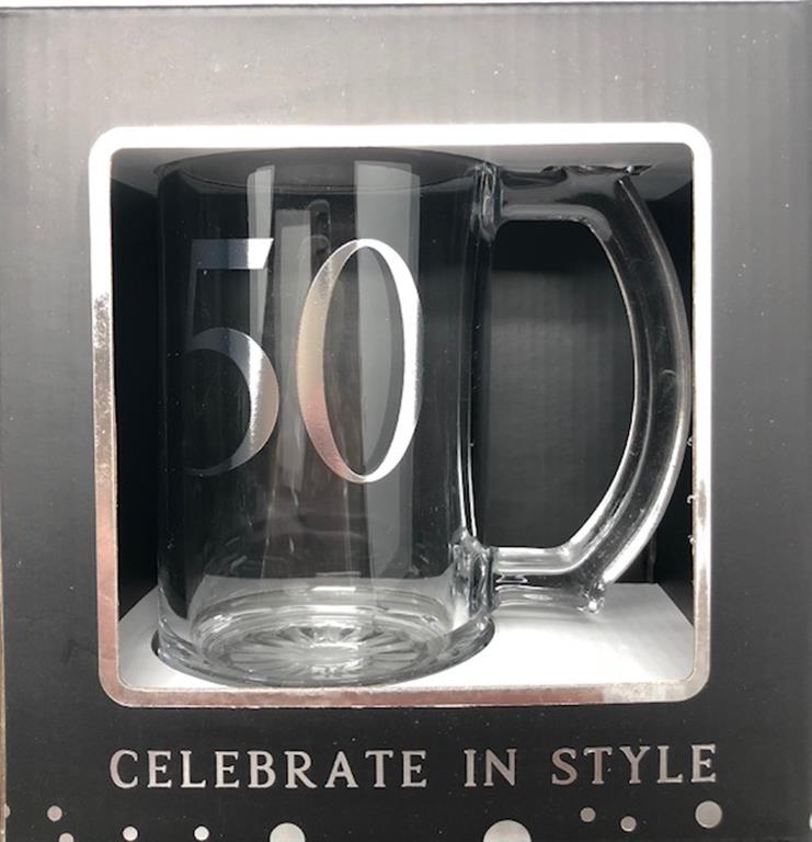 BEER TANKARD GLASS 50TH